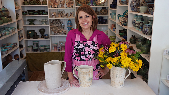 Hand Built Flower Pitcher