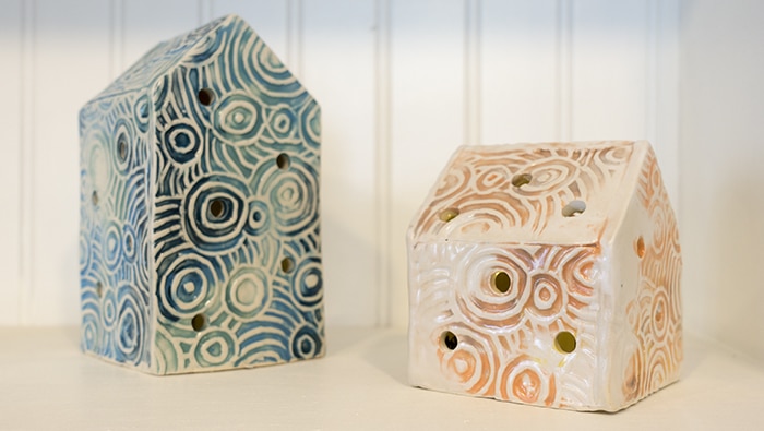 Hand Built Ceramic House Luminary